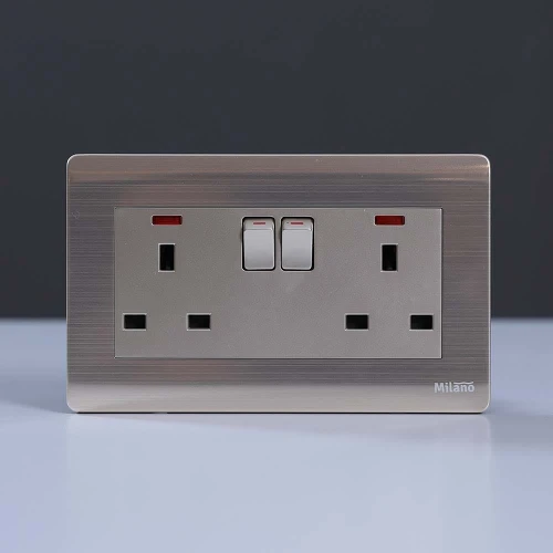 MILANO 13A 2 GANG SOCKET WITH NEON GD